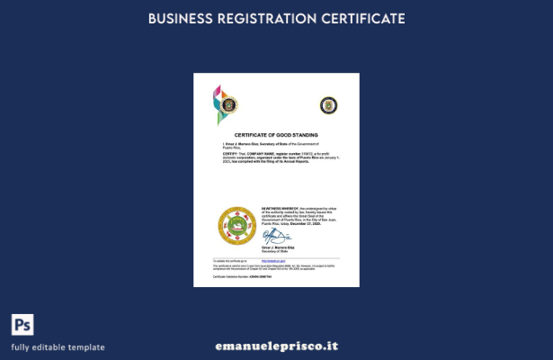 stile verificato Certificato di buona reputazione di Porto Rico Modello Word e P
