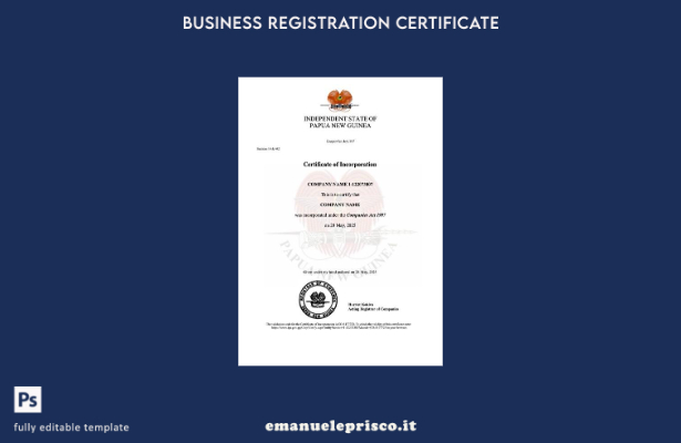 stile verificato Certificato di costituzione della Papua Nuova Guinea Modello Wo