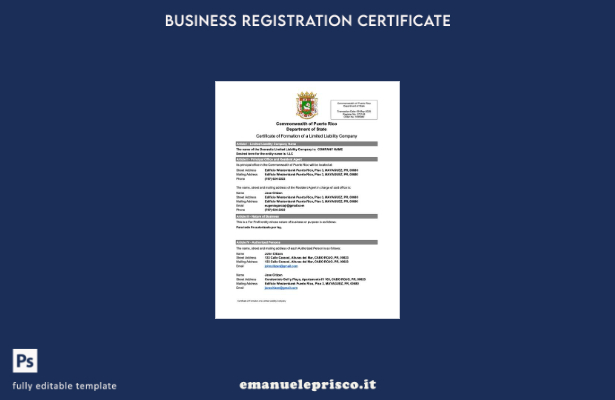stile verificato Certificato di costituzione di una società a responsabilità lim