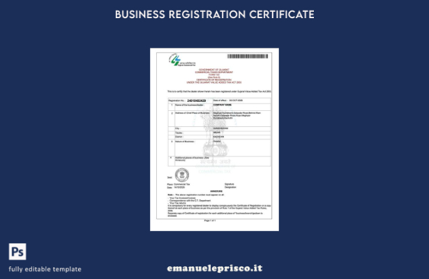 stile verificato Certificato di registrazione IVA India Kachchh Modello Word e P