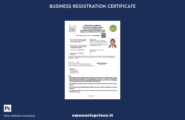 stile verificato Certificato di registrazione India Madhya Pradesh Modello Word