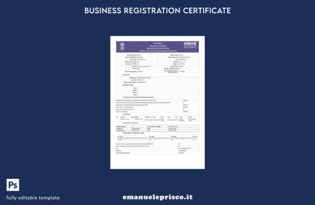 stile verificato Certificato di registrazione India Udyam Modello Word e PDF, 4