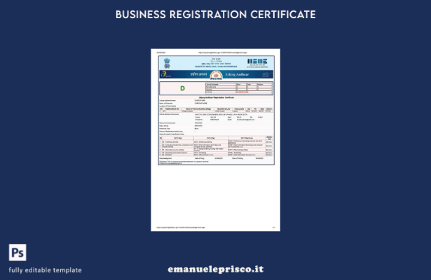 stile verificato Certificato di registrazione India Udyog Aadhaar Modello Word 1