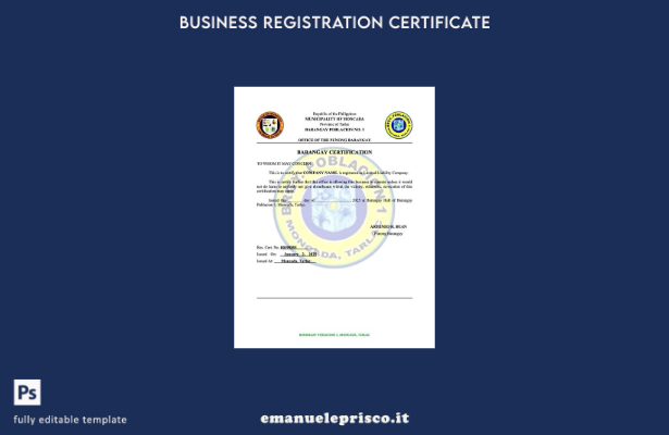 stile verificato Certificazione Filippine Barangay di registrazione Modello Word