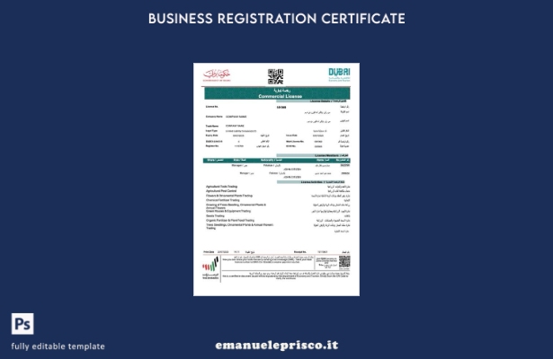 stile verificato Licenza commerciale Emirati Arabi Uniti Dubai Modello Word e 1