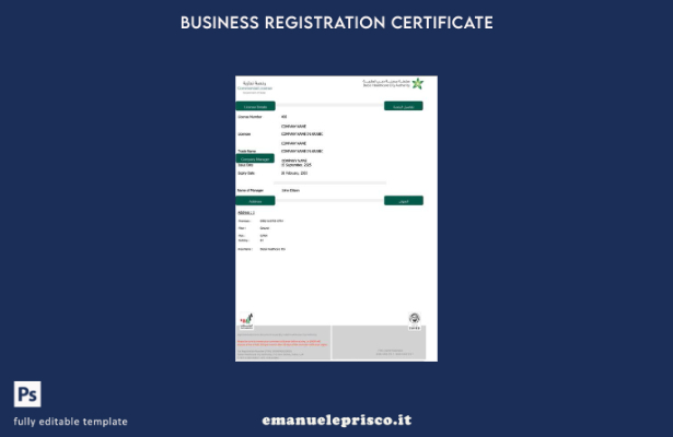 stile verificato Licenza commerciale Emirati Arabi Uniti Dubai Modello Word e 2