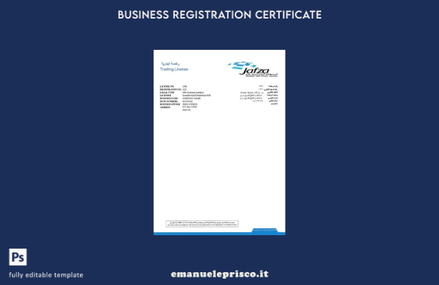 stile verificato Licenza commerciale Emirati Arabi Uniti Dubai Modello Word e 4
