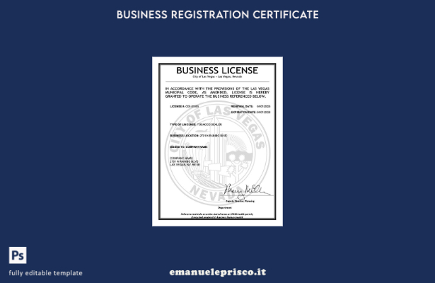 stile verificato Licenza commerciale USA Nevada Modello Word e PDF