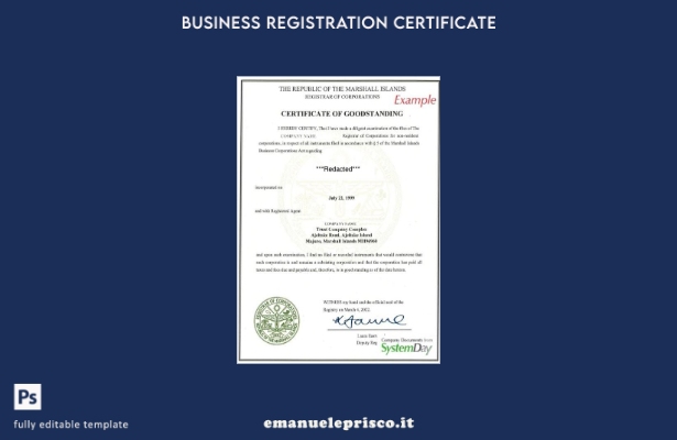 stile verificato Modello di certificato di buona reputazione delle Isole Marshal