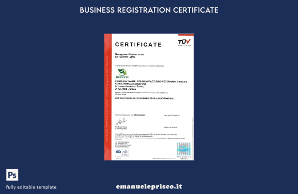 stile verificato Modello di certificato di registrazione austriaco