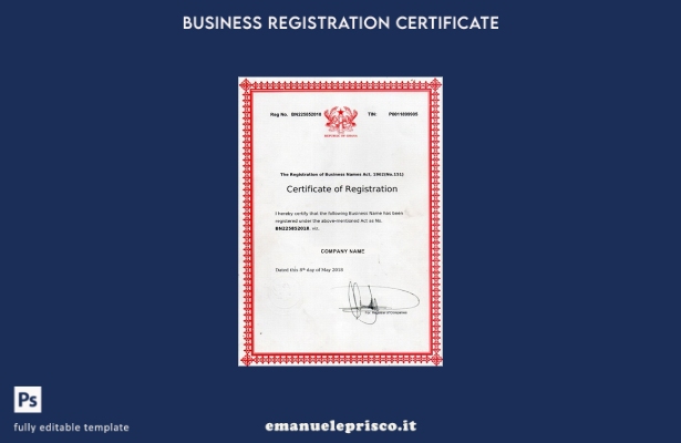 stile verificato Modello di certificato di registrazione del Ghana