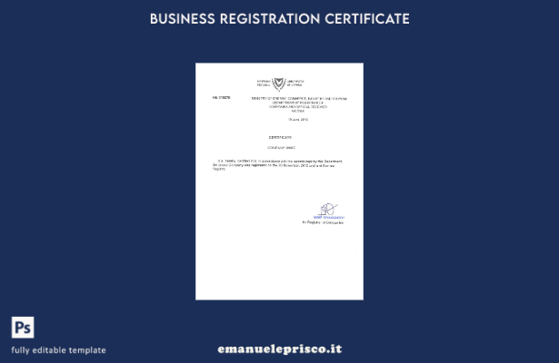 stile verificato Modello di certificato di registrazione di Cipro