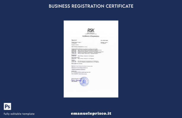 stile verificato Modello di certificato di registrazione islandese