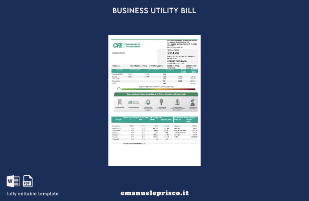 modello di bolletta aziendale CFE per l'elettricità del Messico in stile verific