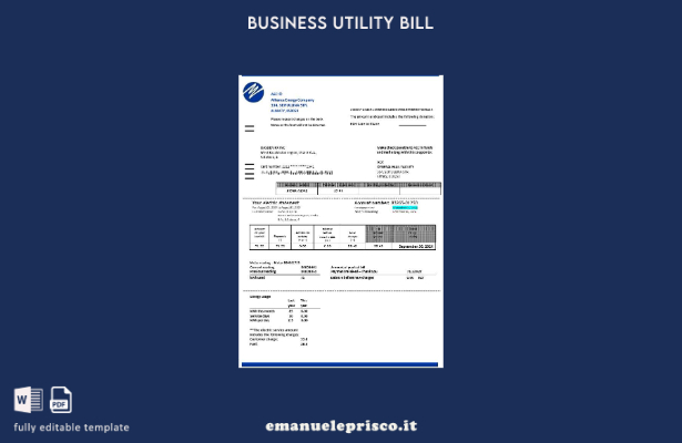 modello di bolletta dei servizi aziendali Kazakhstan Alliance Energy Company (AE
