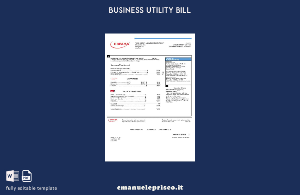 modello di bolletta delle utenze aziendali Canada Enmax in stile verificato
