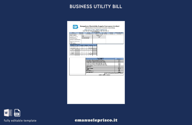 modello di bolletta delle utenze aziendali India Bescom in stile verificato