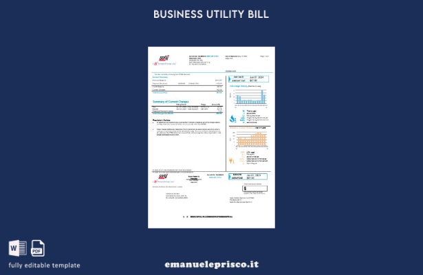 modello di bolletta delle utenze aziendali USA California San Diego Gas & Electr