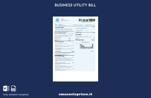 modello di bolletta delle utenze aziendali del gas USA Con Edison in stile verif