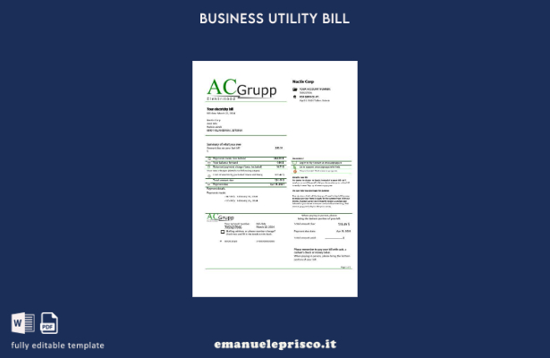 modello di bolletta delle utenze aziendali di energia elettrica Estonia AC Grupp