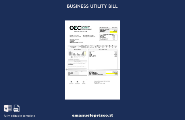 modello di bolletta di utilità aziendale di elettricità USA OEC stile verificato