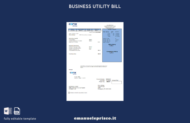 modello di fattura aziendale Corix Utilities in stile verificato