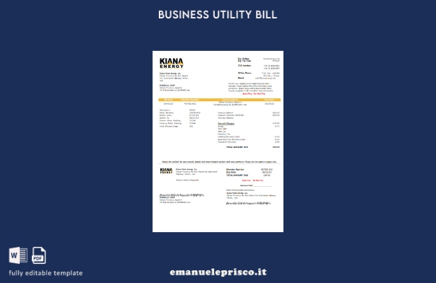 modello di fattura aziendale di Kiana Petro Energy Co in stile verificato