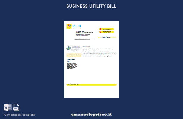 modello di fattura aziendale di servizi di elettricità in stile verificato PLN