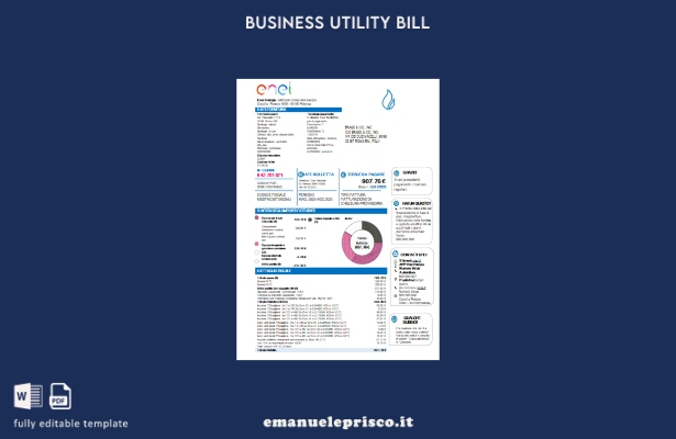modello di fattura aziendale di servizi pubblici Enel Energia in stile verificat