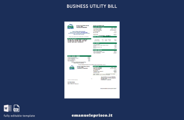 modello di fattura aziendale di servizi pubblici della Emerald Coast Utilities A
