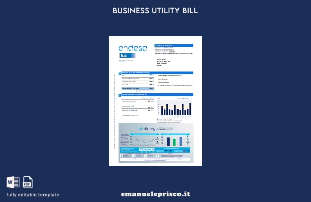 modello di fattura aziendale di utilità Endesa luz stile verificato