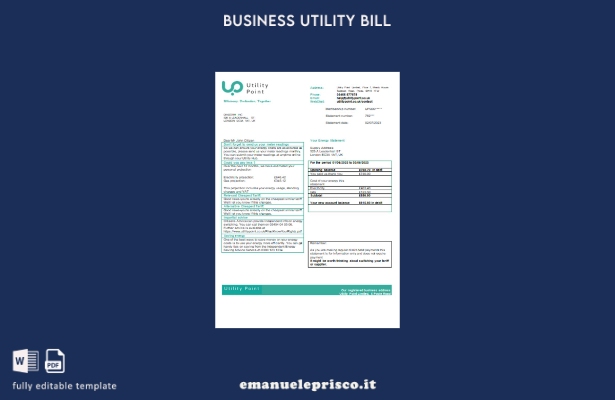 modello di fattura aziendale di utilità di stile verificato Utility Point
