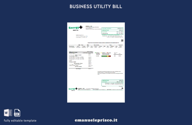 modello di fattura aziendale di utilità elettrica Energy Plus stile verificato