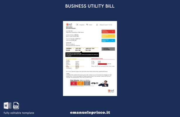 modello di fattura aziendale di utilità iiNet in stile verificato