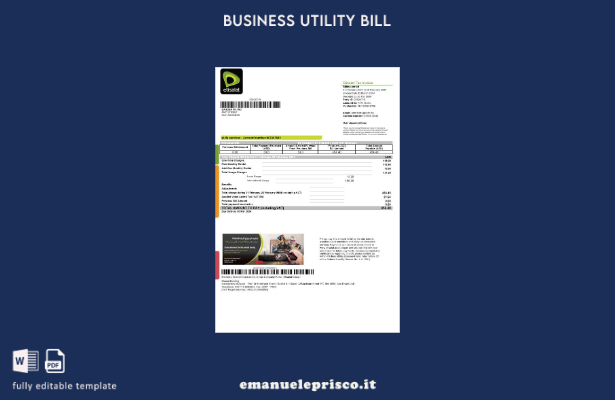 modello di fattura di utilità aziendale Etisalat degli Emirati Arabi Uniti in st
