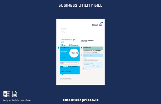 modello di pagina bil per attività di utilità del gas britannica in stile verifi