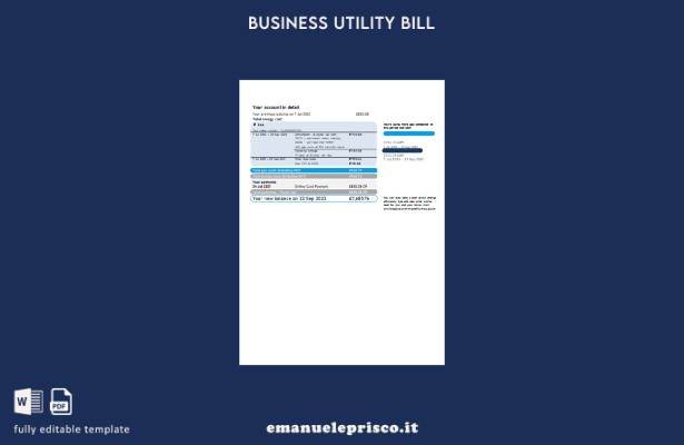 modello di pagina di fattura aziendale di British Gas Energy in stile verifica 1