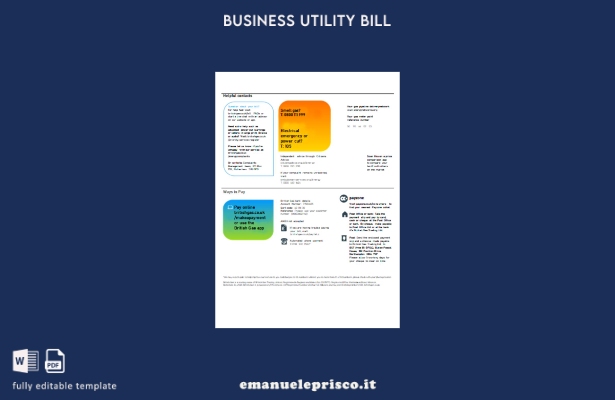 modello di pagina di fattura aziendale di British Gas Energy in stile verifica 2