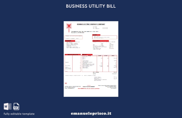 stile verificato Benin Electricity Distribution Company Plc. modello di fattura