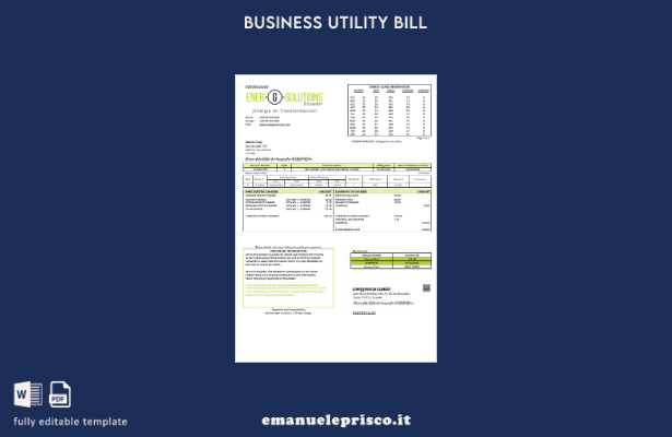 stile verificato Ecuador Energysource Modello di bolletta di utilità aziendale e