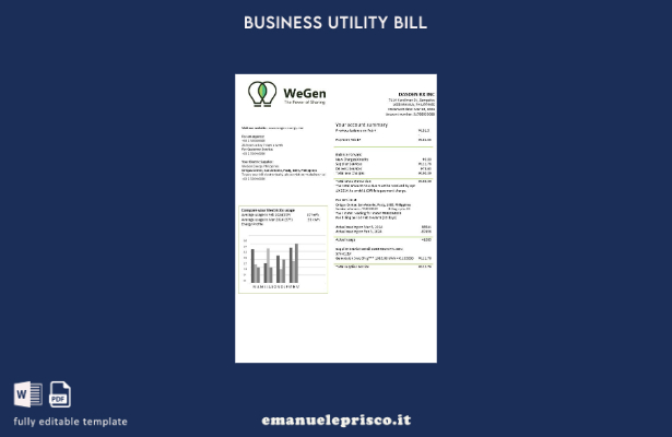 stile verificato Filippine Modello di bolletta aziendale WeGen Energy Filippine