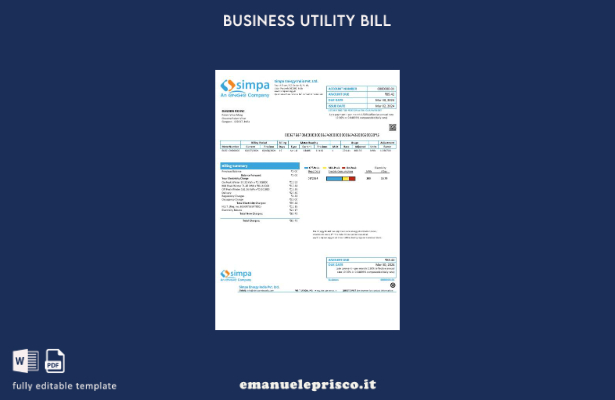 stile verificato India Simpa Energy India Pvt. Modello di bolletta delle utenze