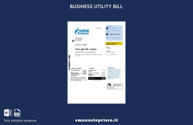 stile verificato Modello di bolletta delle utenze aziendali Kirghizistan Gazprom