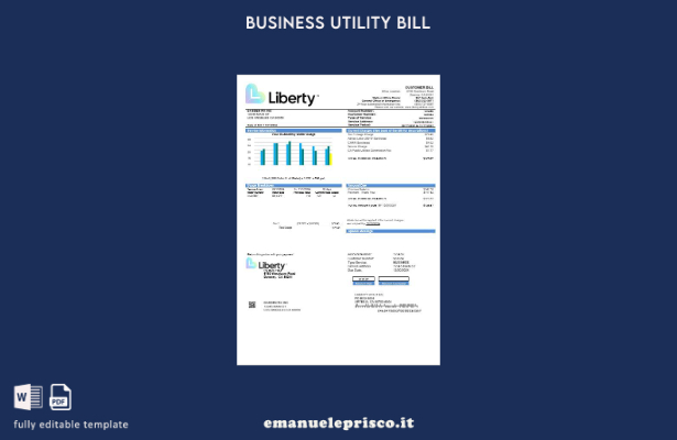 stile verificato Modello di bolletta delle utenze aziendali USA California Liber