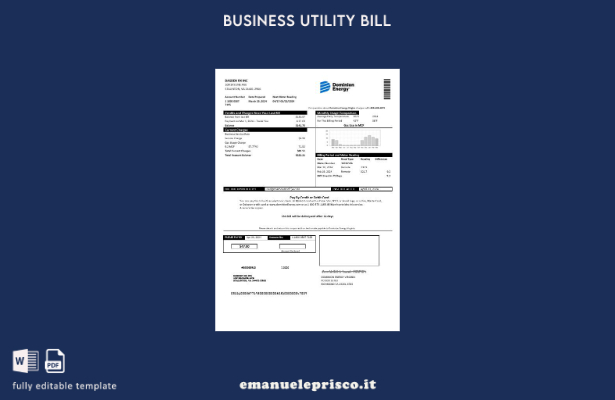 stile verificato Modello di bolletta delle utenze aziendali USA Dominion Energy