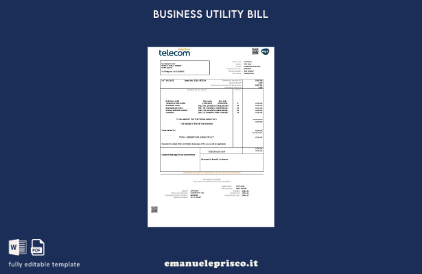 stile verificato Modello di bolletta delle utenze aziendali di Mauritius Telecom