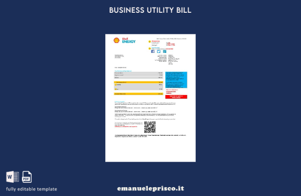 stile verificato Modello di bolletta delle utenze aziendali di Shell Energy del