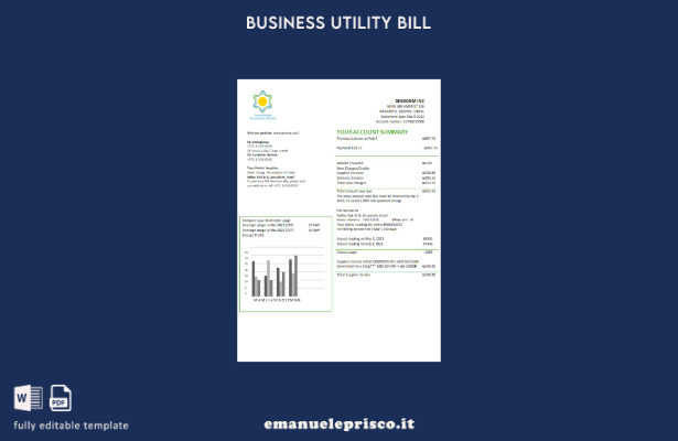stile verificato Modello di fattura aziendale della Green Energy Association di