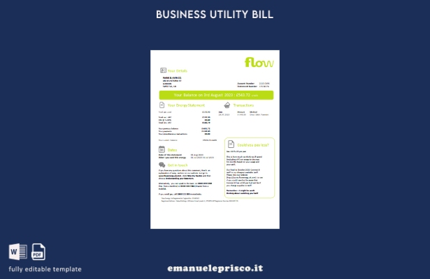stile verificato Modello di fattura aziendale di Flow Energy