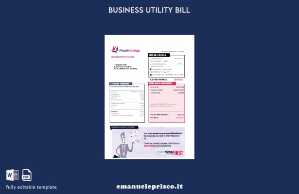 stile verificato Modello di fattura aziendale di People Energy per i servizi di